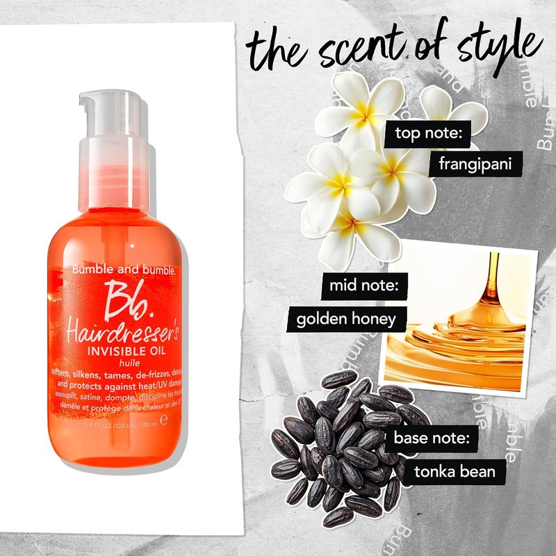 Bumble and bumble. Hairdresser's Invisible Oil - Frizz-Reducing Hair Oil for All Hair Types | Heat Protection + Shine