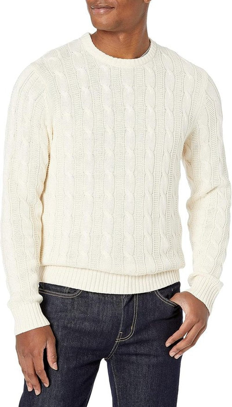 Goodthreads Men's Soft Cotton Cable Stitch Crewneck Sweater - Comfortable & Stylish | Perfect for All Seasons