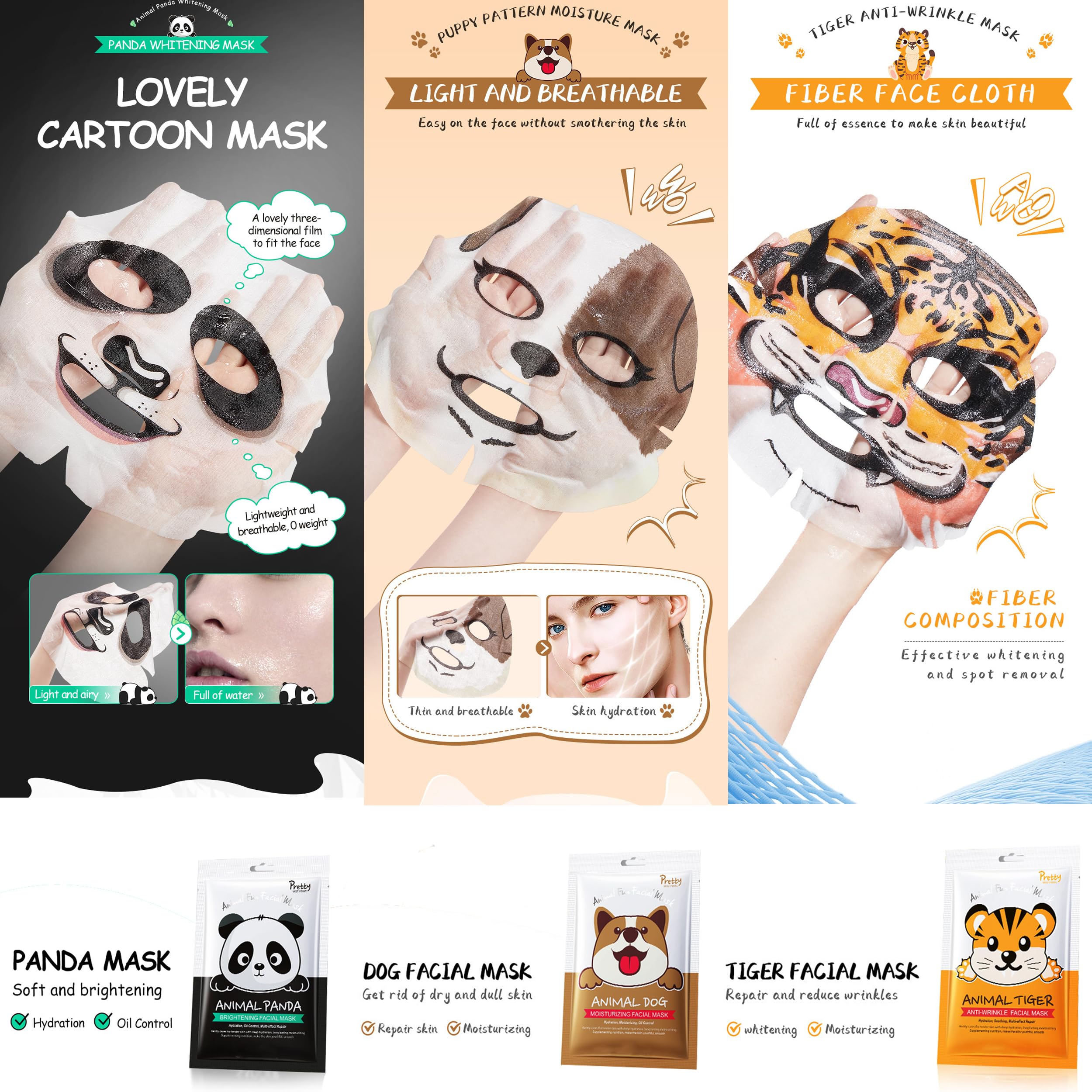 Meleell 55 Pack Collagen Face Masks Skincare Bulk,Sheet Masks Variety Set with Animal, Bubble, Christmas & Fruit Facial Masks, Skincare Gift Box for Women, Teens & Spa Lovers