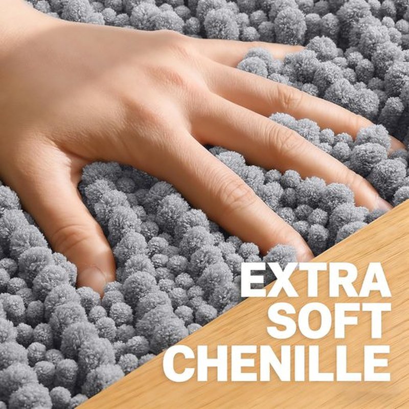 OLANLY Bathroom Rug Mat - Soft, Absorbent Chenille | Non-Slip Rubber Backing, 30x20, Grey