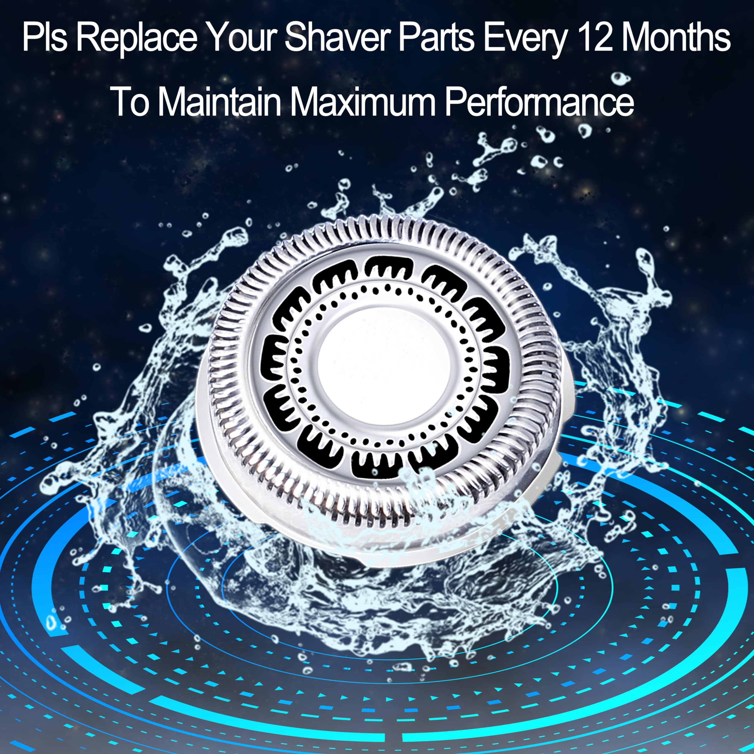 SH60/72 Replacement Heads Compatible with Philipsi Norelcoo Series 6000 Shaver, SH60 Shaving Replacement Head for Philipsi Razors S6820, S6810, S6850 S6880/81