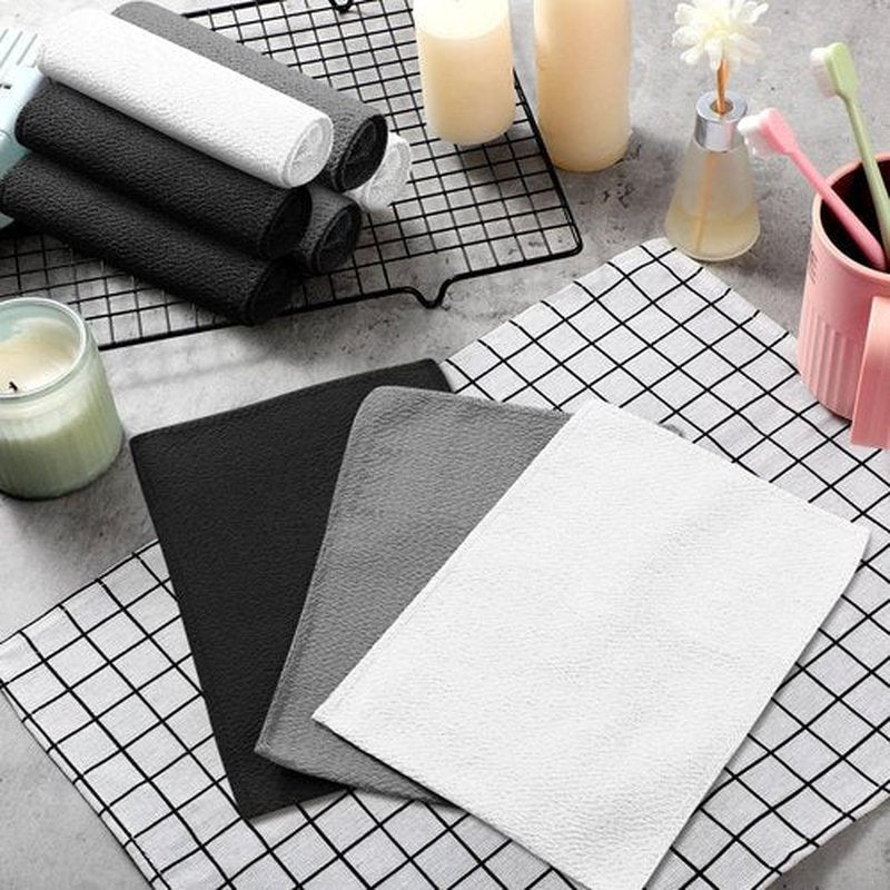 Tatuo 12 Pieces Korean Exfoliating Mitt Glove Italy Towel Body Skin Scrubber Exfoliating Scrubber for Remove Dead Skin Washcloth Korean(Large,White, Black, Gray)