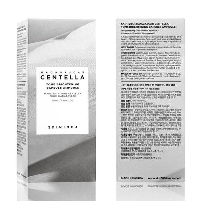 SKIN1004 Tone Balancing Capsule Ampoule, Niacinamide & Centella Serum for Face, Korean Hydrating Facial Serum for Dark Spot & Skin Tone with Tranexamic Acid, Korean Skin Care, 1.69fl.oz / 50ml