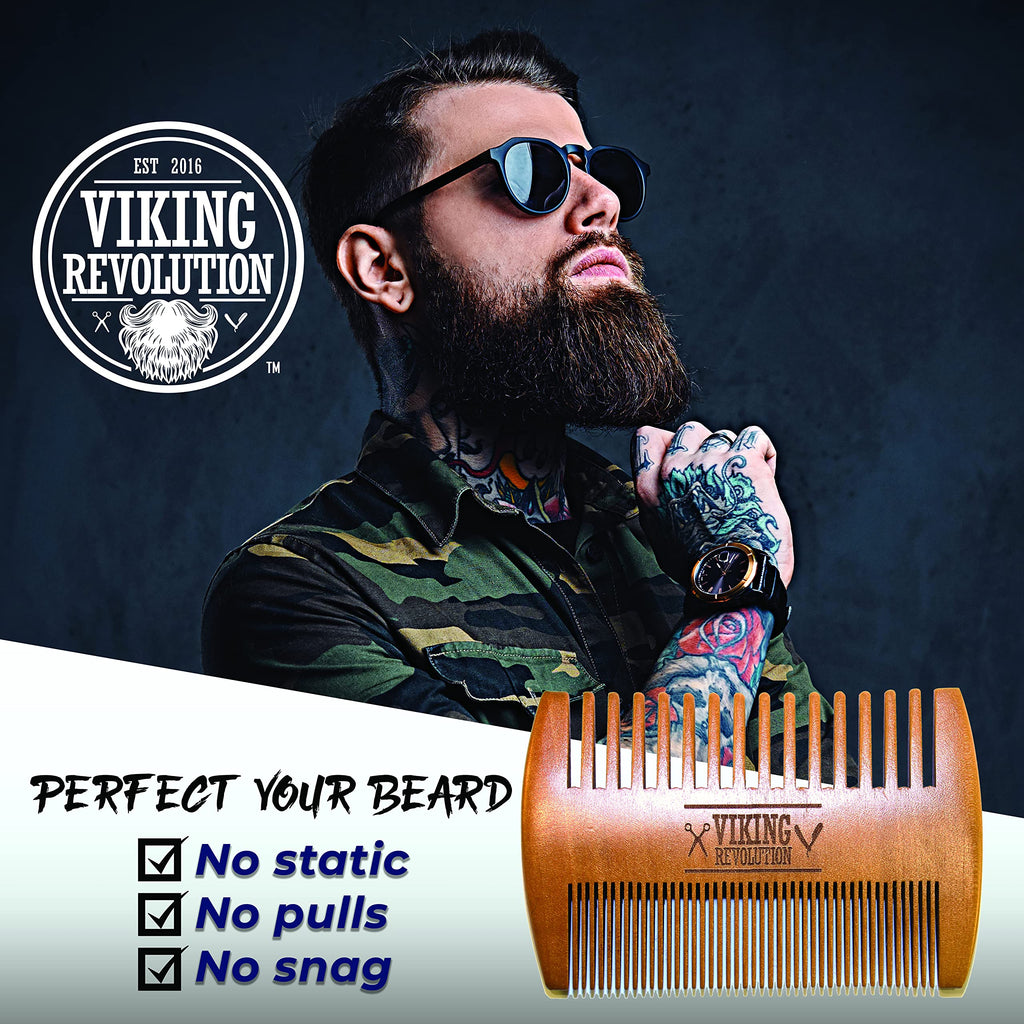 Viking Revolution Wooden Beard Comb and Case - Pocket Comb
