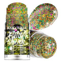 KAICOERLY Mardi Gras Body Glitter Gel, Mardi Gras Outfit Body Glitter for Face Body Hair, Chameleon Color Changing Glitter Gel for Rave Party Mermaid Sequins Festival Accessories Shimmer Makeup #10