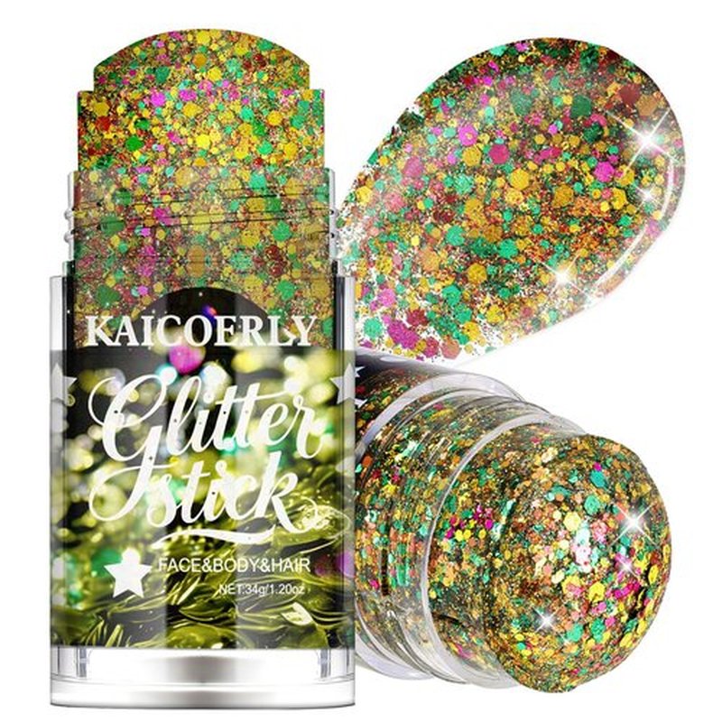 KAICOERLY Mardi Gras Body Glitter Gel, Mardi Gras Outfit Body Glitter for Face Body Hair, Chameleon Color Changing Glitter Gel for Rave Party Mermaid Sequins Festival Accessories Shimmer Makeup #10