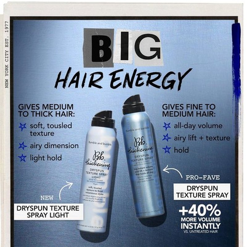 Bumble and bumble. Thickening Dryspun Texture Spray - Adds Airy Dimension & Light Hold | For Medium to Thick Hair