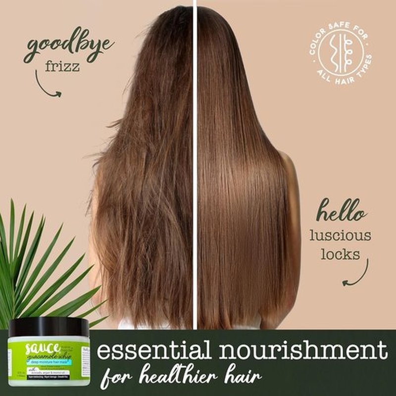 Sauce Beauty Guacamole Whip Hair Mask - Deep Conditioning for All Hair Types with Avocado, Honey & Argan Oil - 12 Fl Oz