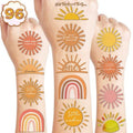 100PCS Boho Sunshine Sun Temporary Tattoos Themed Birthday Party Decorations Favors Supplies Decor Hello Sunshine Sunset Stickers Cute Gifts for Game Kids Boys Girls Class Prizes Carnival