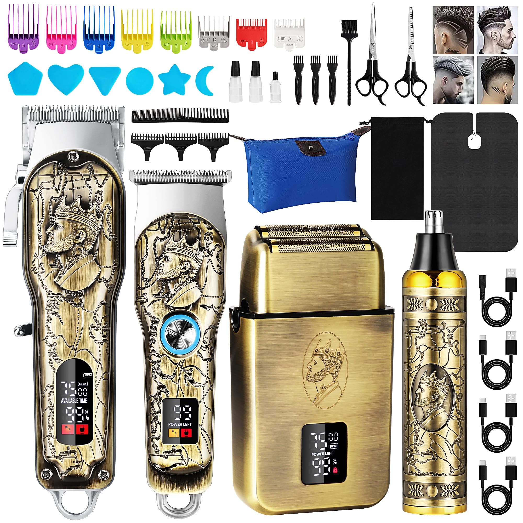 INTRO WILD Professional Hair Clippers Kit for Men, Grooming and Trimming Set