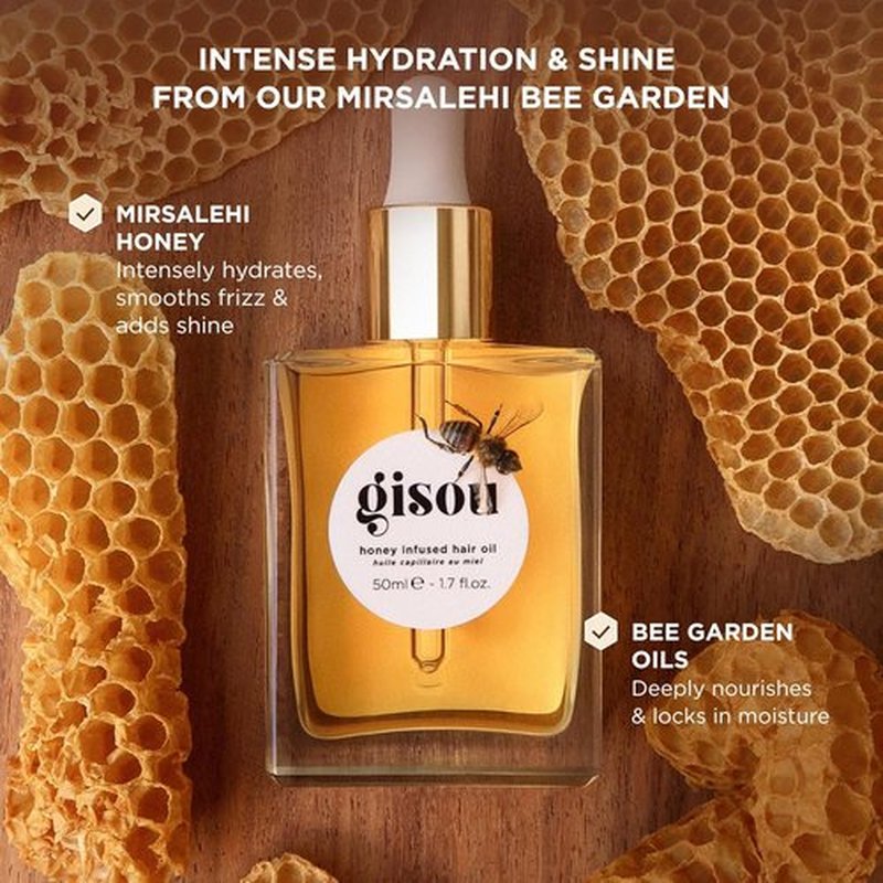 Gisou Honey Infused Hair Oil - Hydrating Frizz Control Treatment with Mirsalehi Honey | 1.7 Fl Oz