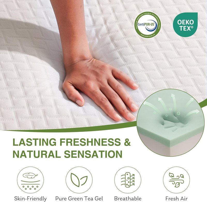 EGOHOME Twin XL Memory Foam Mattress - 14 Inch Cooling Gel Bed Mattress | Medium Firm Support, CertiPUR-US Certified, 80''L x 38''W, White