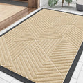 Smiry Heavy-Duty Natural Rubber Front Door Mat - Traps Dirt & Moisture | Easy Clean, Irregular Triangle (29.5x17, Beige)