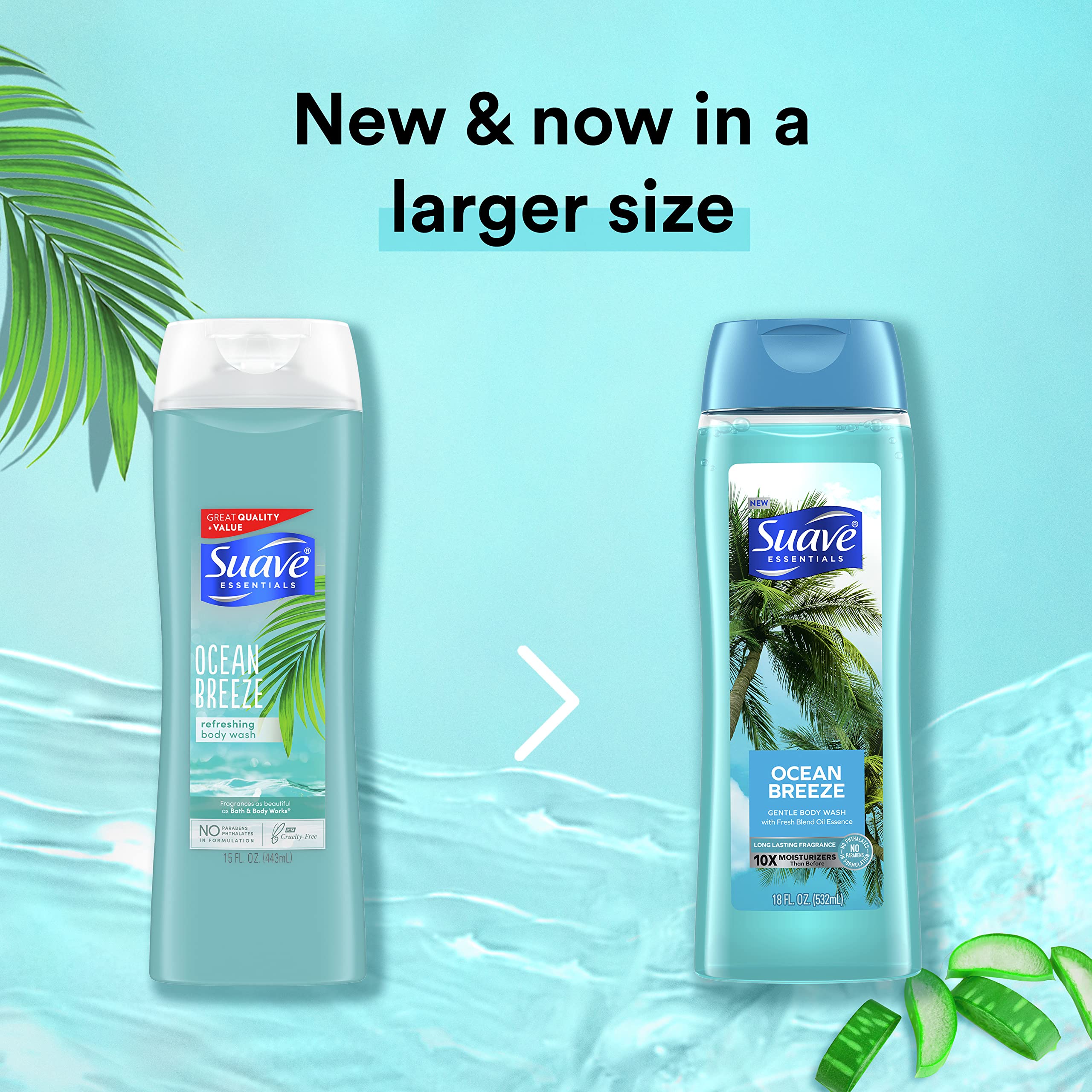Suave Essentials Gentle Body Wash Ocean Breeze With a Fresh Oil Blend Essence Infused with Vitamin E & Algae Extract 18 oz