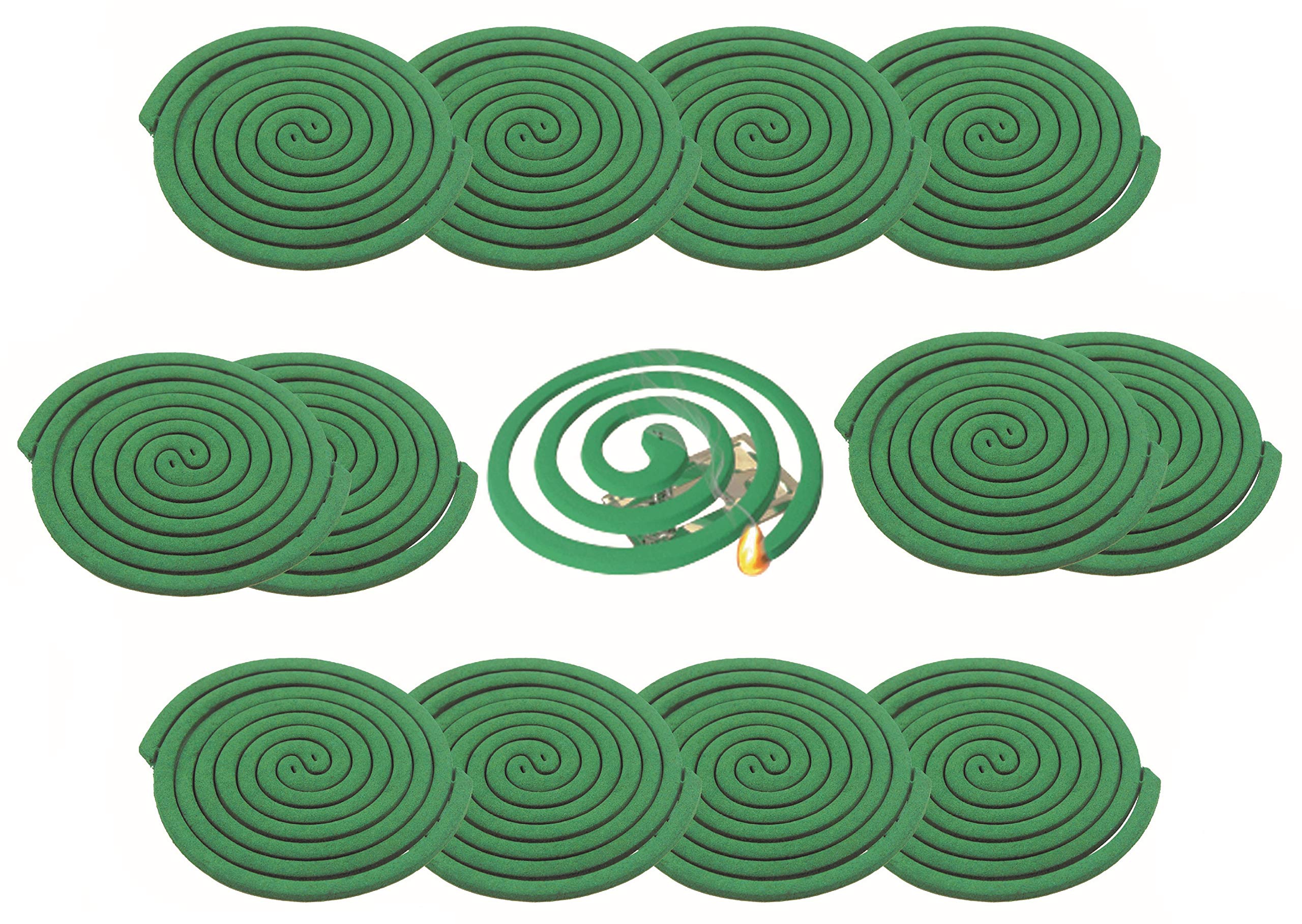 Natural Essential Oil Scented Coils - Outdoor Use Reaches Up to 10 feet - Each Burns for 5-7 Hours (20 coils & 8 Coil Stands) for Patio Backyard