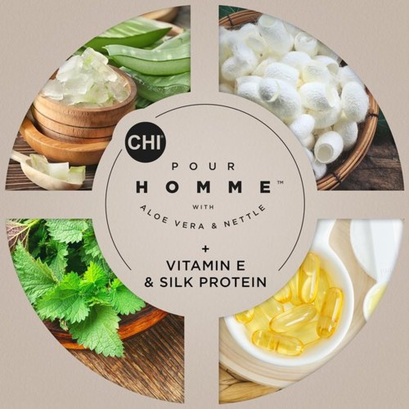 CHI Pour Homme Daily Moisturizing Conditioner for Men, Sulfate-Free Hair Detangler with Aloe Vera, Nettle & Redensyl for Hydrated, Fuller-Looking, Smooth & Manageable Hair, Fresh Woody Scent, 11.5 oz