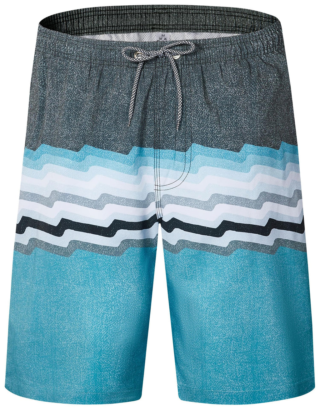 ELETOP Men's Swim Trunks Quick Dry Bathing Suit Swimming Board Shorts Mesh Lining Beach Swimwear Stripe Blue Grey 3XL