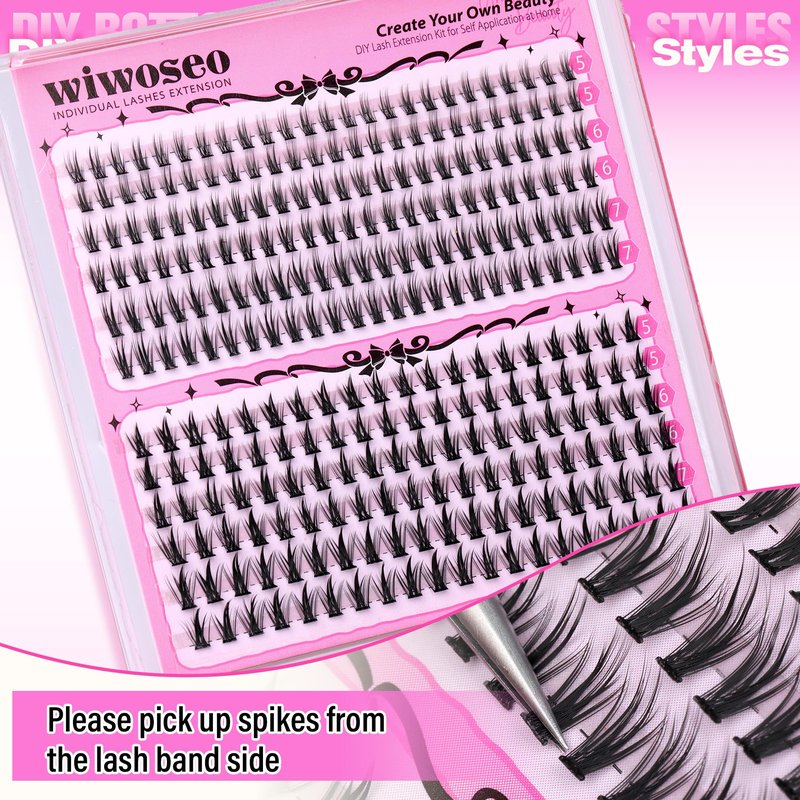 wiwoseo Spiky Bottom Lash Clusters with Bottom Lashes Clusters Wispy Lash Clusters Eyelash Clusters Eyelash Extensions Under Cluster Lashes Natural Individual Lashes Bottom Lash Extensions (240pcs)