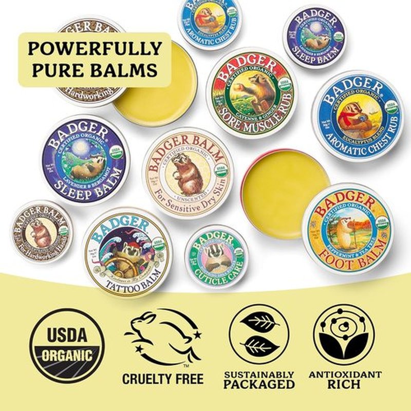 Badger Cuticle Cream - Deep Hydration for Dry Cuticles & Hangnails | 100% Organic Shea Butter Balm, 0.75oz Tin