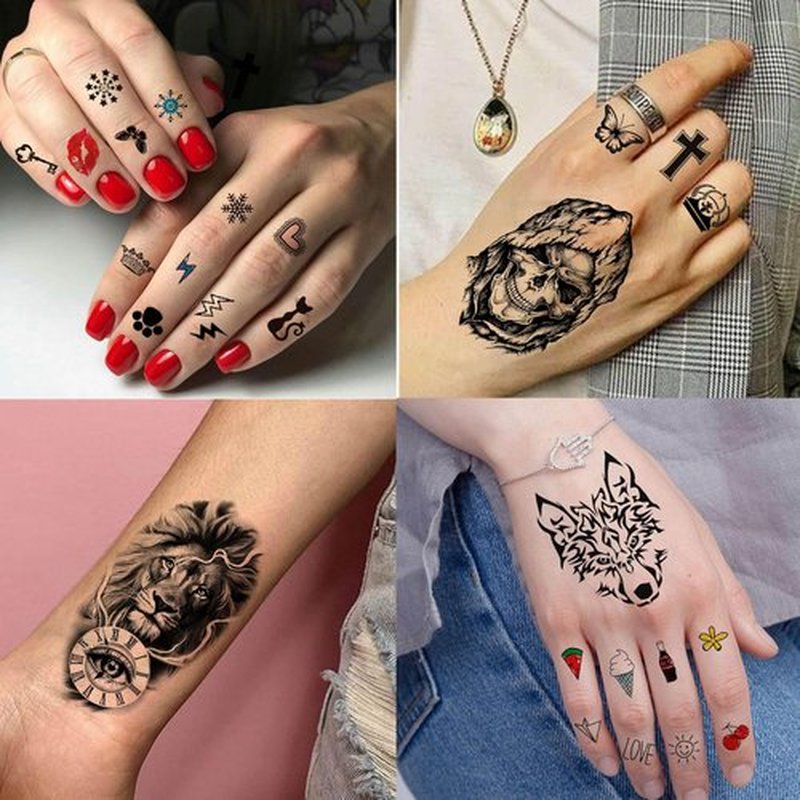 60 Sheets 3D Cool Lion Tiger Temporary Tattoos For Men Women Arm Finger Hands, Small Scary Devil Skull Skeleton Fake Tattoos For Adult Teens Halloween, Black Wolf Dragon Realistic Tatoo Sticker