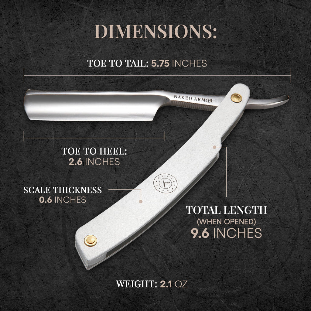 Naked Armor Merlin Straight Razor Kit, Straight Razor Shaving Kit for Men with Japanese Stainless Steel 7/8 Blade, Leather Strop, Shave Soap, Shaving Brush, Strop Paste, Leather Case, Gift Box, Silver
