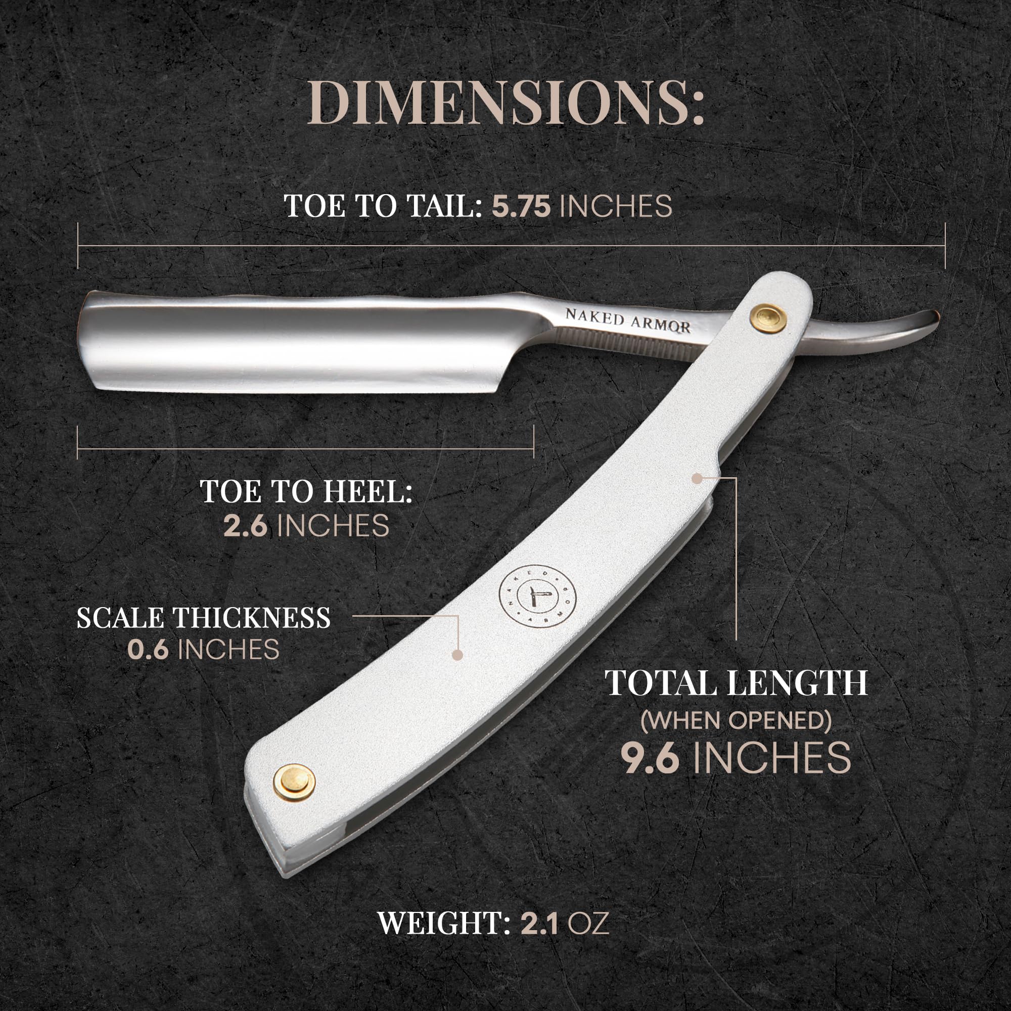 Naked Armor Merlin Straight Razor Kit, Straight Razor Shaving Kit for Men with Japanese Stainless Steel 7/8 Blade, Leather Strop, Shave Soap, Shaving Brush, Strop Paste, Leather Case, Gift Box, Silver