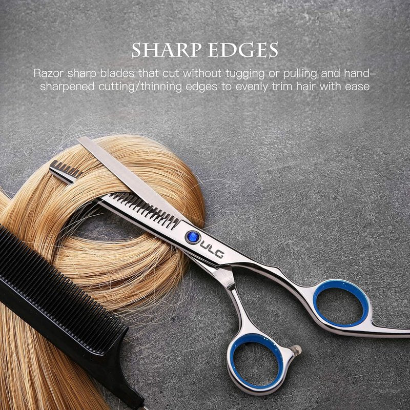 ULG Professional Hair Cutting Scissors & Thinning Shears Kit - Japanese Stainless Steel 6.5 Inch