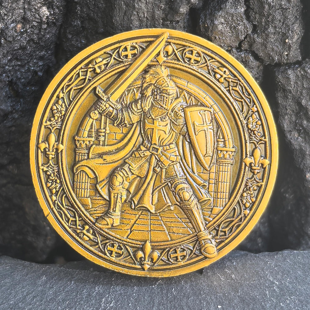 Knight's Valor Christian Challenge Coin with Inspirational Creed (Single Coin)