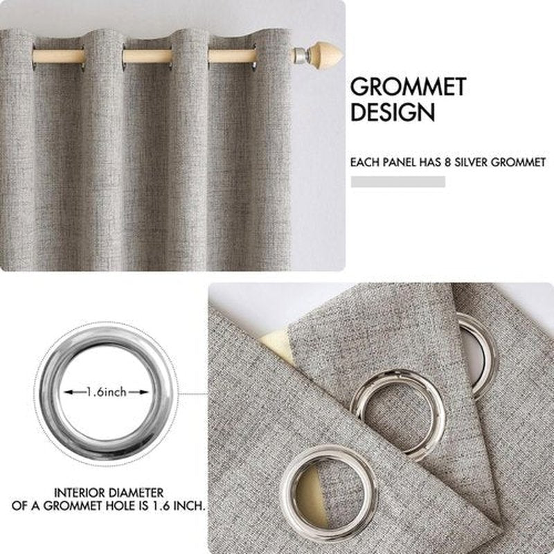 MIULEE Blackout Linen Textured Curtains - Thermal Insulated Room Darkening Drapes | Warm Taupe, 42 x 90 Inch (2 Panels)