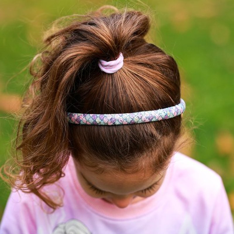 FROG SAC 6 Headbands for Girls - Thin Head Bands for Kids, Toddler Hair Band Accessories, Glitter Mermaid Floral Hairbands, Easter Basket Stocking Stuffers (Pink,Purple,Blue,Aqua,Green)