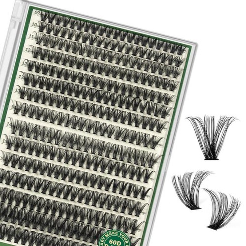 Lash Clusters 280Pcs Eyelash Clusters KEYYOU 60D D Curl 9-18MIX Clusters Lashes Thick Super Soft Wispy DIY Eyelash Extension at Home(60D-D,9-18MIX)