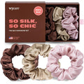 Wycare 100% Silk Scrunchies - Gentle on Hair Mulberry Silk Scrunchies for Women - Luxurious Sleep Ties for Women's Curly Hair (Set of 3 Nude)