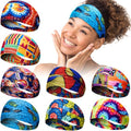 Syhood 8 Pieces African Headband Stretchy Boho Print Headband Yoga Sports Workout Wide Headwrap Elastic Twisted Knot Turban Hairband for Women Girls Hair Accessories