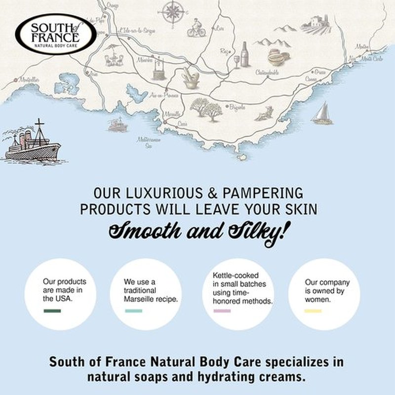 South Of France Natural Body Care Triple Milled Large 6OZ Bar Soap (Variety Pack 1, 8 Bars)
