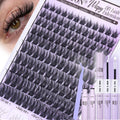 Wispy Lash Clusters Kit Natural Look Lash Clusters DIY Lash Extension Kit 10-18mm Cluster Eyelash Extensions Kit Lash Bond and Seal Lash Tweezers Individual Lashes Cluster Kit DIY Lash at Home