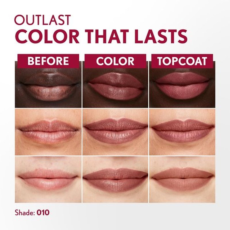 COVERGIRL Outlast All-Day Lip Color With Topcoat, 010 Sugey Girl