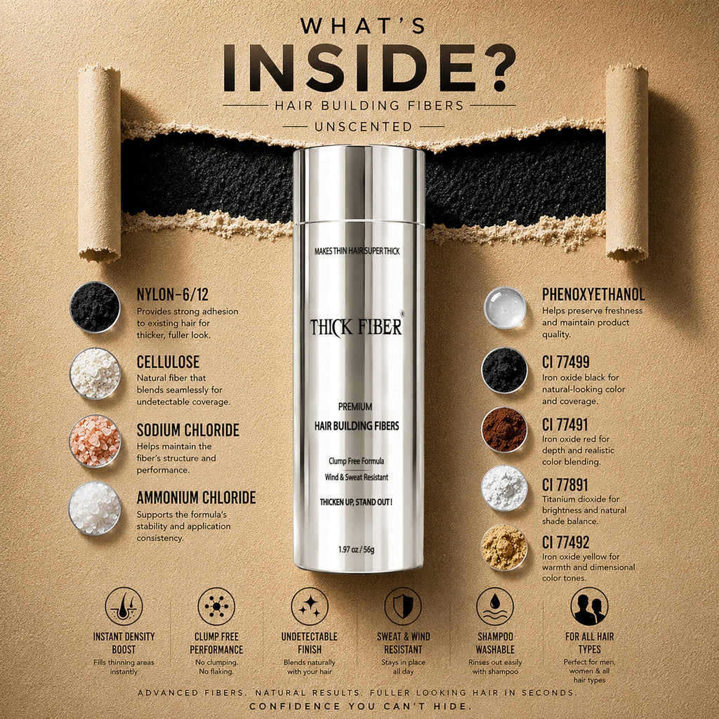 THICK FIBER Hair Fibers for Women & Men with Thinning Hair, (Medium Brown), 56g, Hair Loss Concealer, Covers Bald Spots, Hairline & Sparse Areas, Natural Fuller Looking Hair