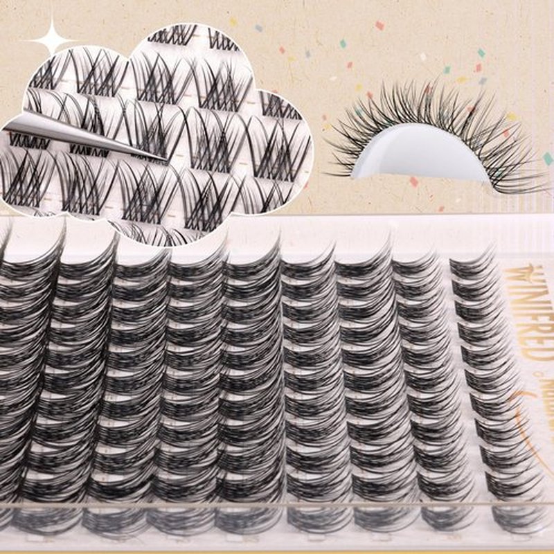 Natural Lash Clusters Clear Band Eyelash Clusters Wispy Lashes Clusters 8-14mm Cluster Eyelash Extensions C Curvature Individual Lashes DIY Lash Extension Natural Look by Winifred