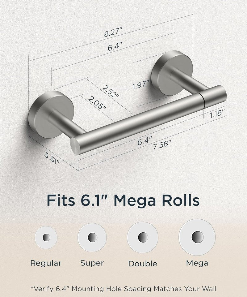 FORIOUS Stainless Steel Toilet Paper Holder - Rustproof Double Post Pivoting Design | 2 Pack