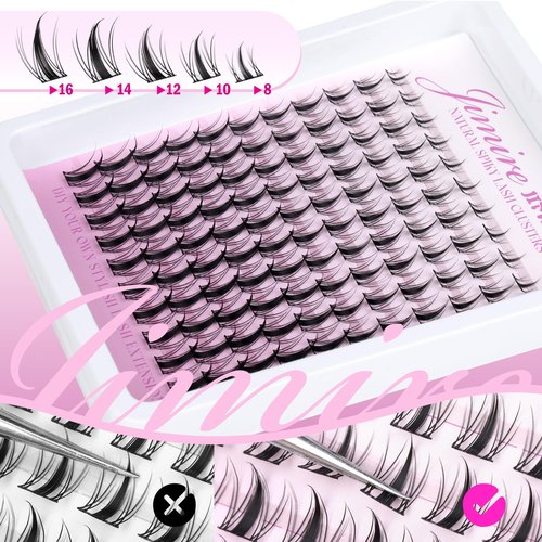 Manga Lash Clusters Natural Look Wispy Lashes Clusters Anime D-Curly Cluster Eyelash Extensions 110 Pcs 8-16MM Fairy Individual Cluster Lashes Wet-Look Lash Extensions