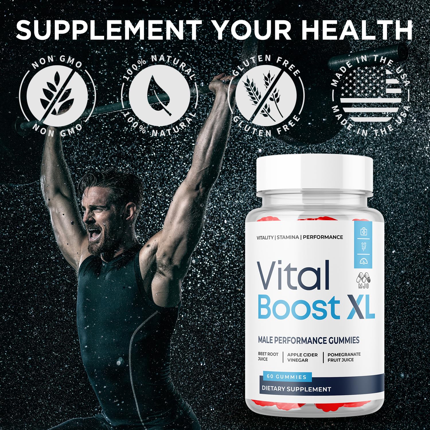 Vital Boost XL Gummies, Official Vital Boost X L Gummys for Men with All Natural Ingredients, Vital BoostXL Advanced Health & Wellness Support with Premium Active Lifestyle Vitamins (60 Gummies)