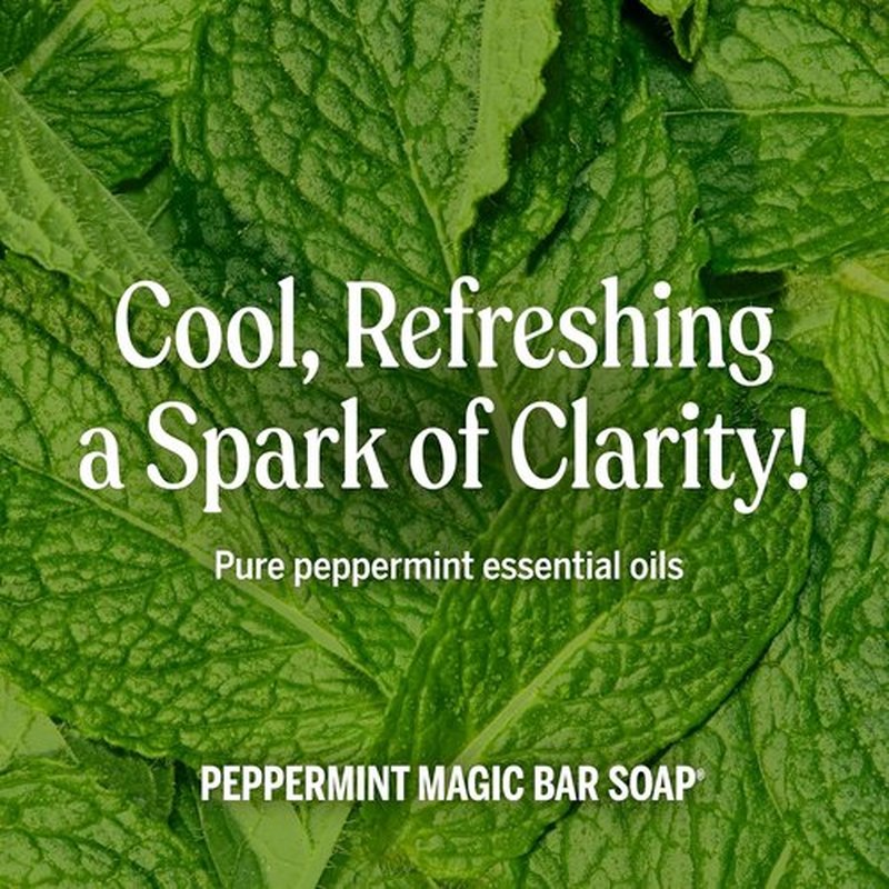 Dr. Bronner's Pure-Castile Soap Bars - Peppermint, 5oz, 2-Pack | Gentle, Vegan & Non-GMO for Face & Body