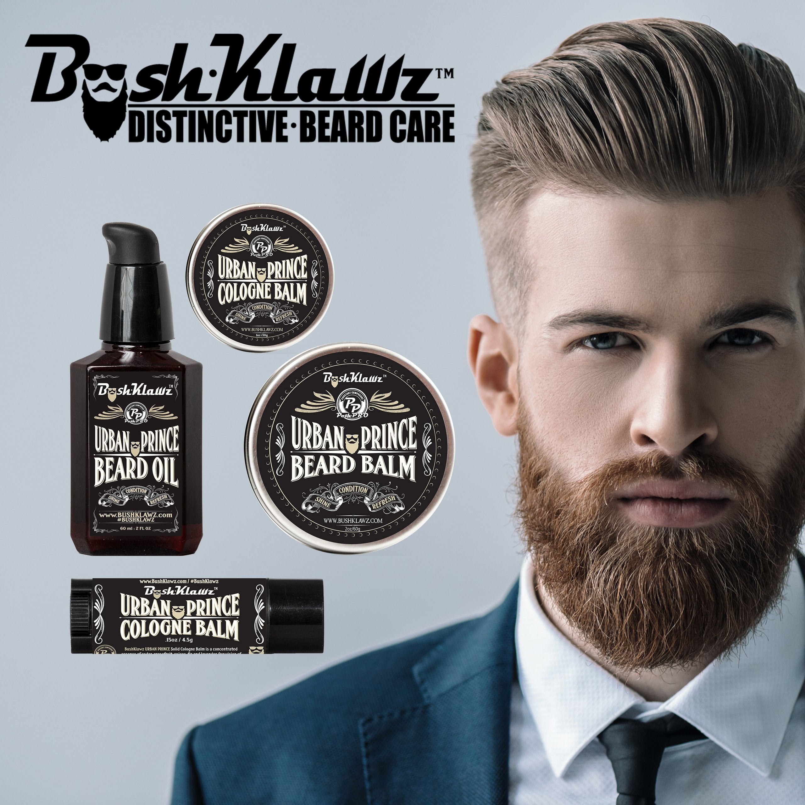 BushKlawz Urban Prince Beard Balm Leave in Conditioner Beard Butter Moisturizer Premium Refreshing Scent 2 oz - Best Leave in Conditioner Scented Beard Balm Gift Bearded Men
