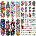 52 PCS Kids Full Arm Temporary Tattoos - Rocket Car Dinosaur Planet Astronaut & Dolphin Castle Cat Body Tattoos Stickers for Boys & Girls, Party Supplies Gifts