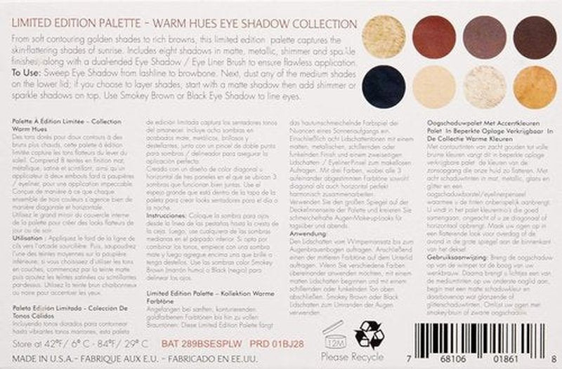 Sorme Cosmetics Accented Hues Eyeshadow Palette - Warm 0.64oz | 8 Blendable Metallic, Shimmer & Matte Shades | Dual-Ended Brush Included