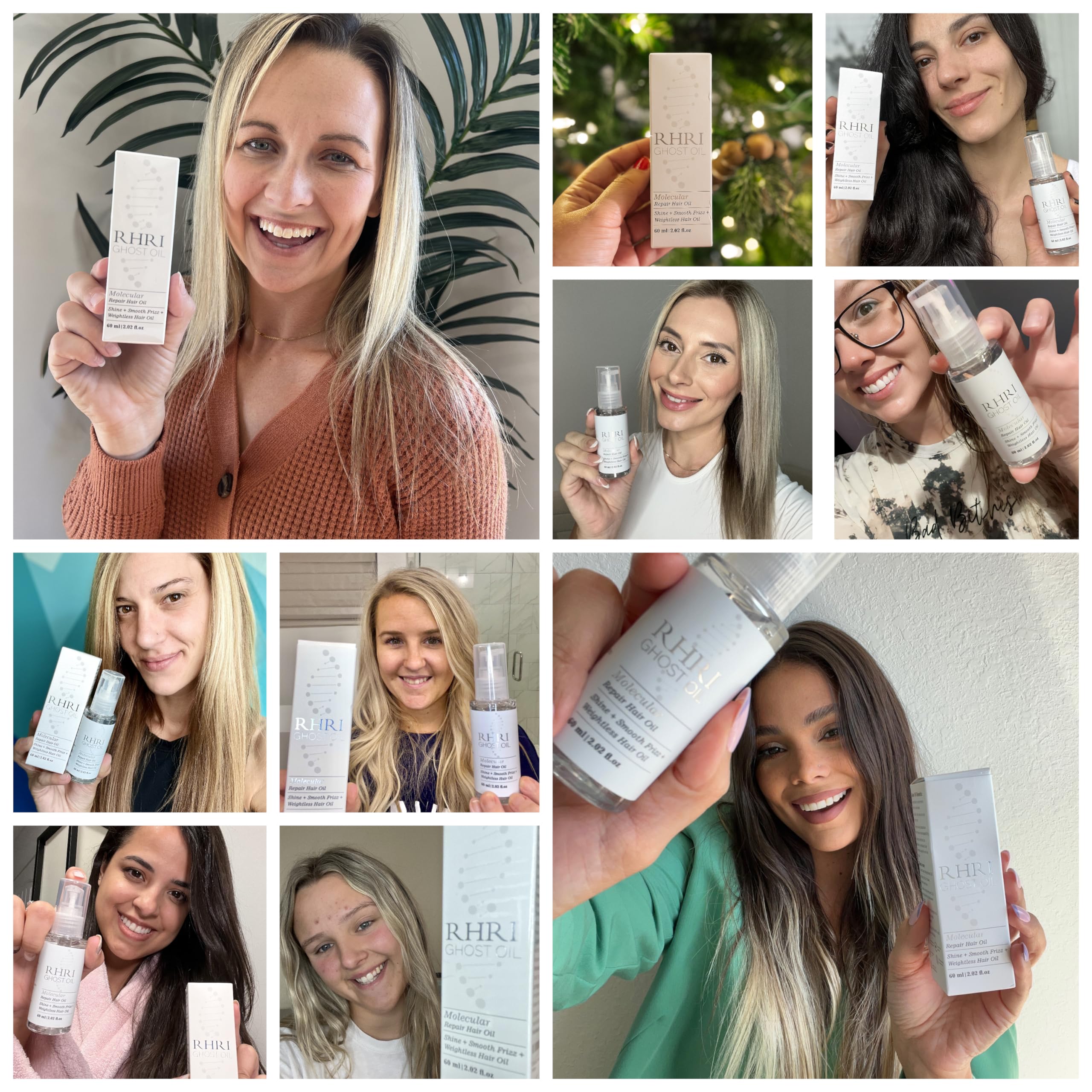 Ghost Hair Oil for Damaged, Curly Hair - Weightless Smoothing Oil with UV/Heat Protection, Frizz Control, Mega Shine, and Split End Repair