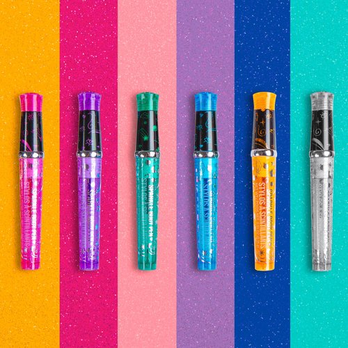 Fashion Angels Sparkle Tats Body Art Set - Temporary Tattoo Pens, Washable & Shimmery Tattoo Body Ink, 6 Tattoo Body Markers Set with Stencil Stickers for Kids 8+, Multi (12674)
