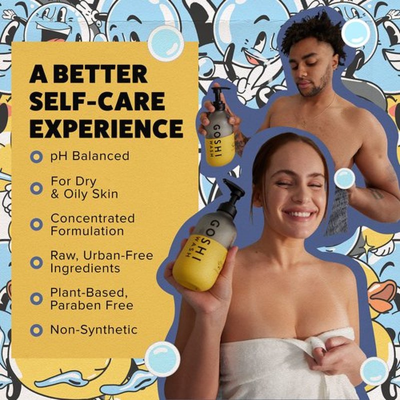 GOSHI Super Vitamin Body Wash 20 oz - pH-Balanced Exfoliating Body Wash for Men and Women - For All Skin Types