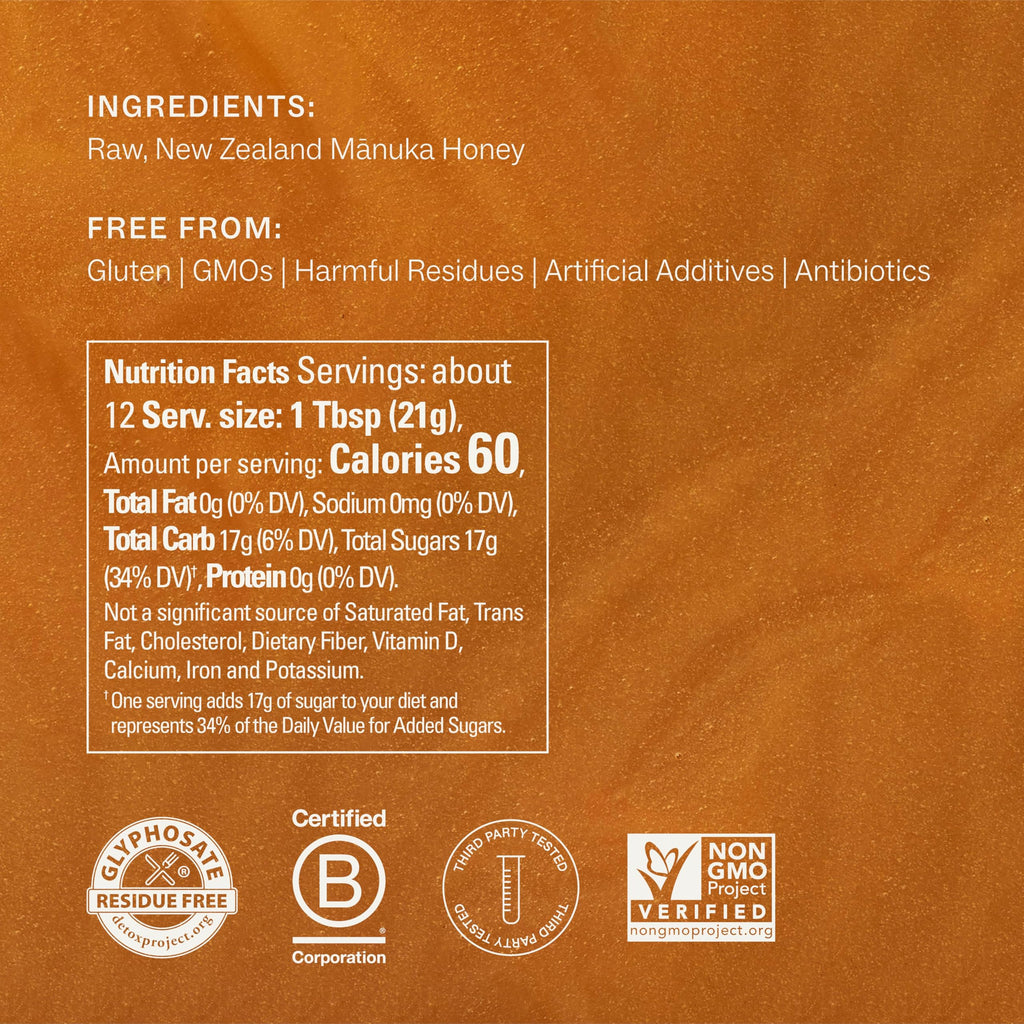 Manukora Raw Manuka Honey MGO 50+, New Zealand Honey, Superfood, 2000+ Natural Compounds, Non-GMO, 3rd-Party Tested, Glyphosate Residue Free, Traceable Hive-to-Hand, Immune and Daily Wellness Support, 250g