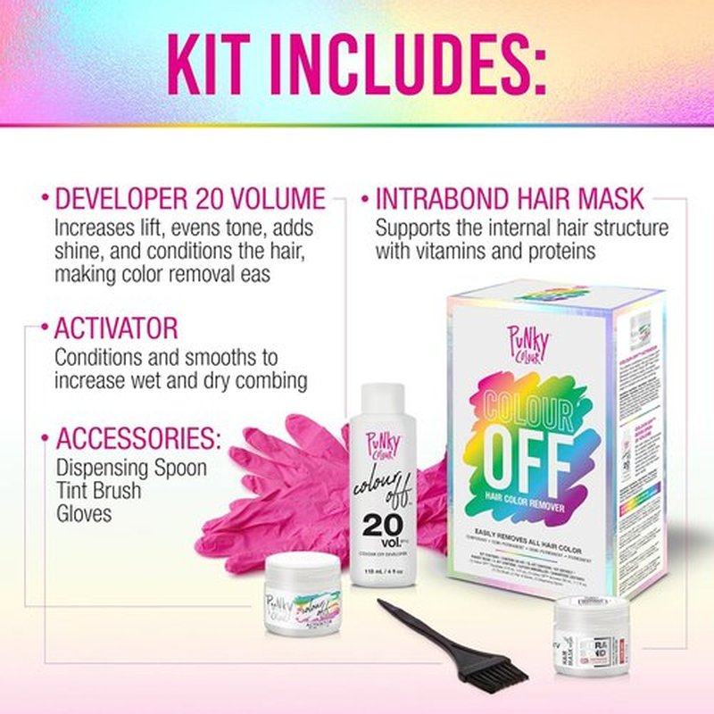 Punky Colour Hair Color Remover - Easily Removes Temporary, Permanent & Semi-Permanent Dye | Ammonia-Free Bleach Kit